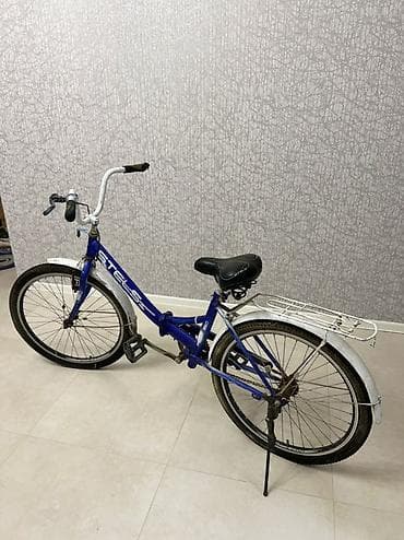 zigzag velosiped: Şəhər velosipedi – STELS, 24” təkər - Rəng: mavi gövdə, ağ sükan və — 1