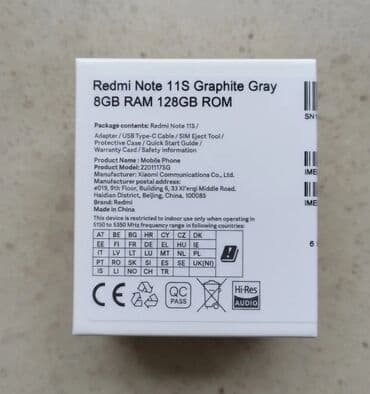 internet limitsiz: Redmi Note 11S, 128 GB, rəng - Boz — 10