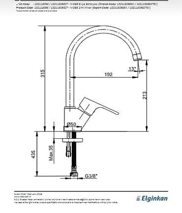 kuxna krantlari: E.C.A. NİOBE mətbəx qarışdırıcısı (sink mixer) - Brend: E.C.A — 2