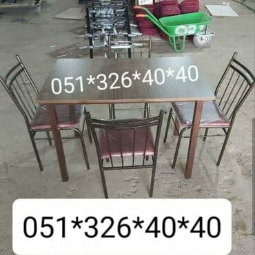 Qonaq otağı üçün, Yeni, Açılan, Dördbucaq masa, 2 stul