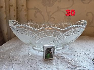 kibrit şəkili: Şüşə/qədəbənd kristal meyvə qabı - Material: qalın, şəffaf kəsimli — 1