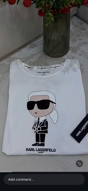 t shirt: Karl Lagerfeld Paris unisex t‑shirt m razmer - Rəng: ağ - Ön hissədə — 1