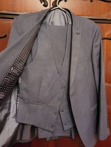 kişi geyimləri: Kostyum, Demisezon, 5XL, rəng - Boz — 2