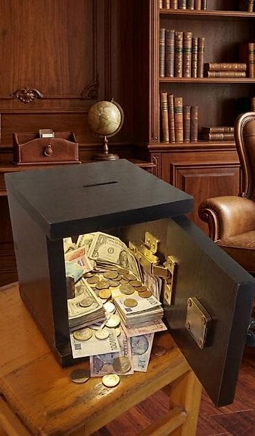 sandıg: Ağac teksturalı qənaət qutusu/kasa - Material: taxta görünümlü möhkəm — 2