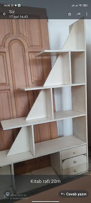 kitab rəfi: Kitab rəfi – 20 m - Material: ağ rəngli laminat/taxta - Dizayn — 1