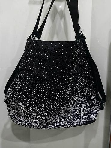 Qara rəngli qadın çantası – daş naxışlı - Material: parça əsaslı lalafo.az -da Qara rəngli qadın çantası – daş naxışlı - Material: parça əsaslı