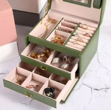 üzüklər üçün döşəkçələr: Zərgərlik qabı – çox bölməli, qutu tipli organizer - Rənglər: tünd — 3