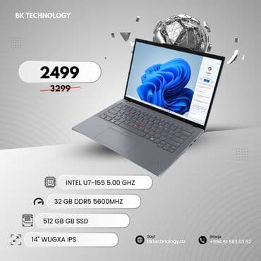 Yeni Lenovo ThinkPad, 14 ", Intel Core i7, 512 GB, Ödənişli çatdırılma, Rayonlara çatdırılma, Ünvandan götürmə