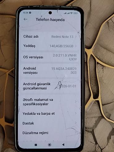Redmi Note 13, 256 GB, rəng - Mavi, Qırıq