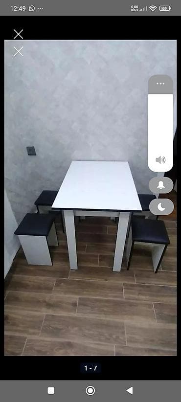 Mətbəx üçün, Yeni, Açılmayan, Dördbucaq masa, 4 stul