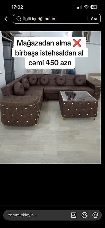 Künc divan dəsti – klassik və rahat dizayn - Künc L-şəkilli divan
