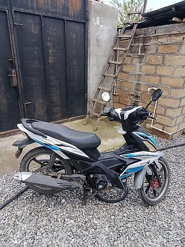 led isıq: Skuter/Moped tipli motosiklet - Korpus rəngi: ağ-qara, mavi aksentlər — 1