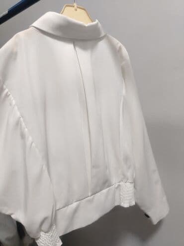 şalvar cins: Ağ rəngli qadın köynəyi/bluzu - Model: geniş kəsimli, “yarasa” tipli — 1