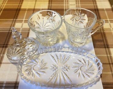 büllür: Büllur dəst, 3 predmet, ağır, təzə, işlənməmiş, 40 ilin malı — 3