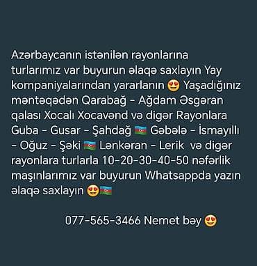 Azərbaycanın bütün bölgələrinə tur və nəqliyyat xidməti - İstənilən lalafo.az -da Azərbaycanın bütün bölgələrinə tur və nəqliyyat xidməti - İstənilən