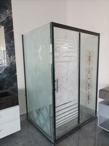 Çanaq üçün kranlar: Şüşə duş kabin, hamam otaqları üçün uyğundur. Şəffaf və naxışlı şüşə — 1