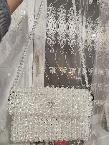 Qol saatları və aksesuarlar: Muncuqla işlənmiş dəbli əl çantaları - Model 1: İncə krem rəngli — 7