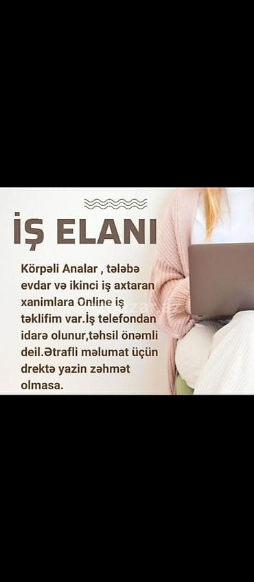 Çağrı mərkəzi operatoru tələb olunur, Yalnız qadınlar üçün, İstənilən yaş, Təcrübəsiz lalafo.az -da Çağrı mərkəzi operatoru tələb olunur, Yalnız qadınlar üçün, İstənilən yaş, Təcrübəsiz
