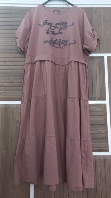 qadın ucun donlar: Qadın paltarı – rahat, oversize kəsimli - Rəng: toz-çəhrayı/terrakota — 1