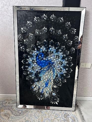 Картины и портреты: Dekorativ tablo – tavus-quşu - Material: Şüşə səth üzərində parlaq — 3