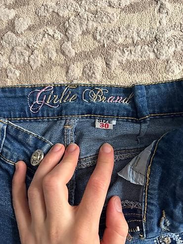 vilvet şalvar: Qız üçün zinətli cins şalvarlar – 2 ədəd dəst - Brend: Girlie Brand - — 3