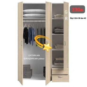 Yeni, Açılan, 3 qapılı Düz dolab, Qarderob, paltar dolabı lalafo.az -da Yeni, Açılan, 3 qapılı Düz dolab, Qarderob, paltar dolabı