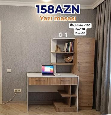 balkon masa: Düz masa, Stulsuz, Polkalı, Siyirməli, Teksturalı laminat — 1