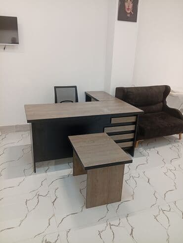 Ofis üçün L formalı iş masası dəsti - Dəst: əsas L formalı masa