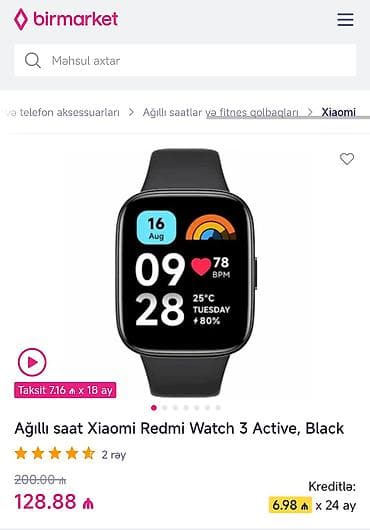 Smart qolbaqlar: İşlənmiş, Smart saat, Xiaomi, Sensor ekran, rəng - Qara — 6