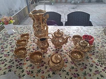 cay servis: Çay dəsti, rəng - Qızılı, Keramika, Decoria, 6 nəfərlik, Fransa — 2