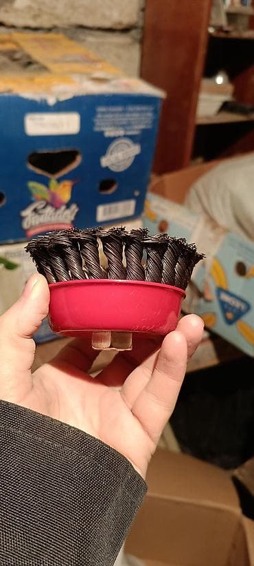 sulu boya: Kəsici dəzgah üçün burğulu tel fırça diski (angle grinder üçün) — 5