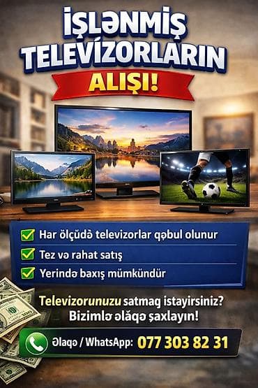 islenmis kondisioner satisi: Xidmət: İkinci əl televizorların alışı Təsvir: - Bütün ölçülərdə — 1