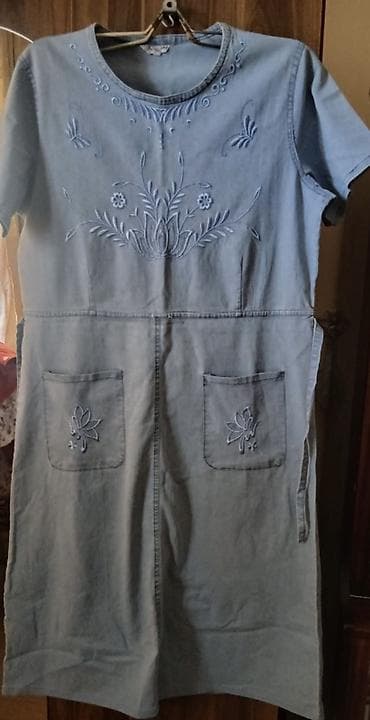 Məhsul: Zərif naxışlı cins don - Rəng: Açıq mavi (denim) - Model