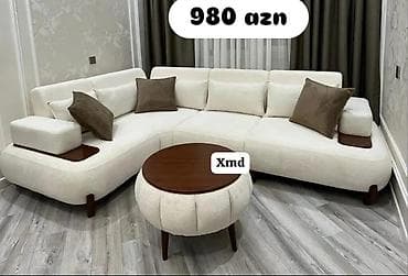 tap az kunc divanlar: Məhsul: L‑şəkilli yumşaq oturacaqlı künc divan dəsti + dairəvi jurnal — 1