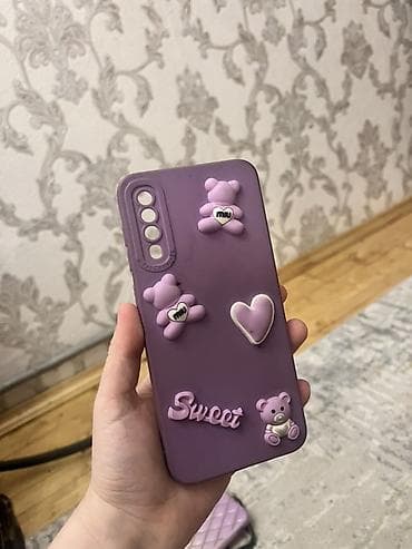 Bənövşəyi rəngli silikon telefon qabı - Model uyğunluğu: A50 samsung