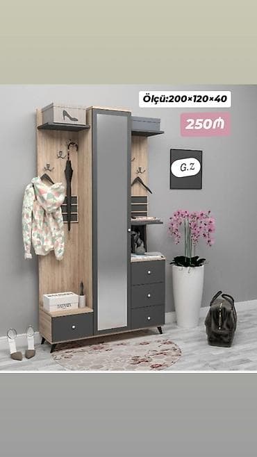 Dəhliz üçün çoxfunksiyalı paltar asılqanı və dolab dəsti - Ölçü: 200 — 1