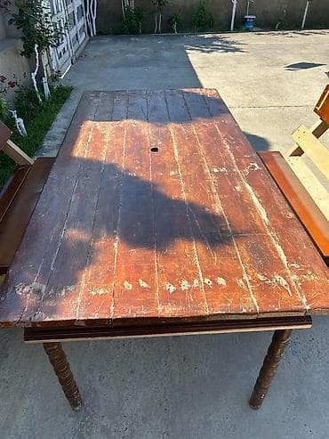 taxta stullar: Stol-150 AZN Stul biri-40 azn Taxta yemək/bağ masası - Material: tam — 5