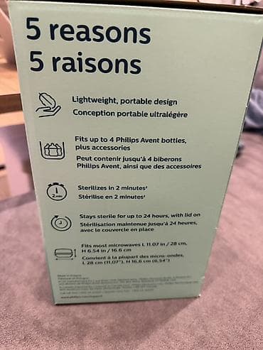sobalar: Philips AVENT Mikrodalğalı Sterilizator - Portativ və yüngül dizayn — 2