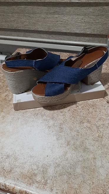 step platforma: Məhsul: Qadın platforma sandal - Rəng: Tünd mavi üst hissə, bej — 1