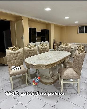 Qonaq otağı üçün, Açılmayan, Oval masa, 6 stul