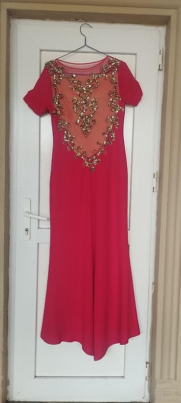 ziyafət geyimi: - Mavi maxi paltar: Qısa qol, V-yaxa. Sinə hissəsində krujeva tipli — 3