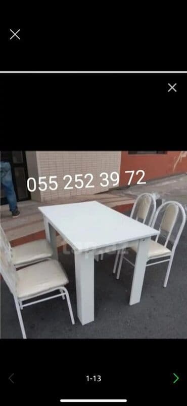 həyət üçün stol: Düz masa, Stullar ilə, 6 nəfər, Açılmayan, Laminat, Azərbaycan — 6
