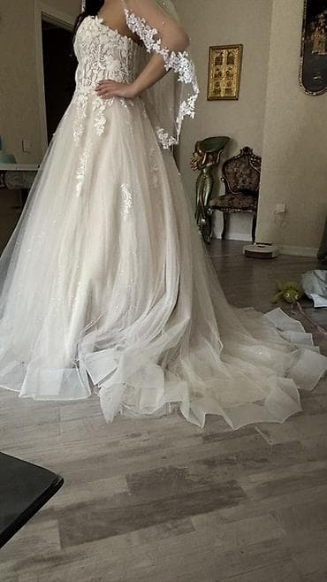 Свадебные платья и аксессуары: Teze Zərif gəlinlik dəsti - Siluet: A-line/prinsessa kəsim, yüngül və — 10