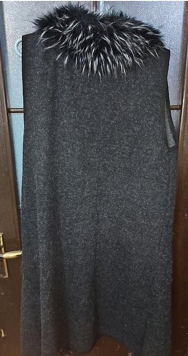 aşbaz geyimi: Qadınlar üçün uzun jilet/kardiqan - Rəng: tünd boz - Model: qolsuz — 4