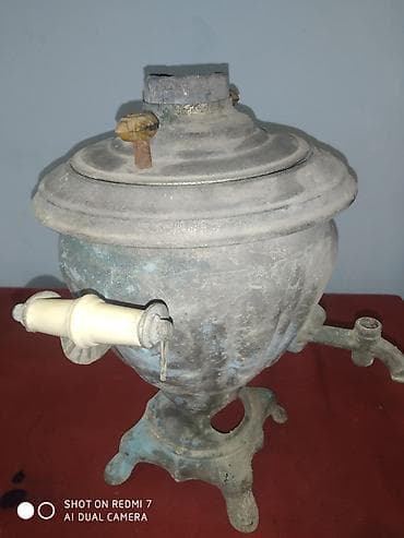 yoqa mat: Klassik metal samovar - Material: tökmə metal/gümüşü rəngli korpus — 1