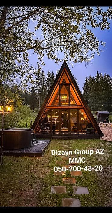 Kv 500 ₼ başlayan qiymətlərlə. A-frame tipli modul evlərin