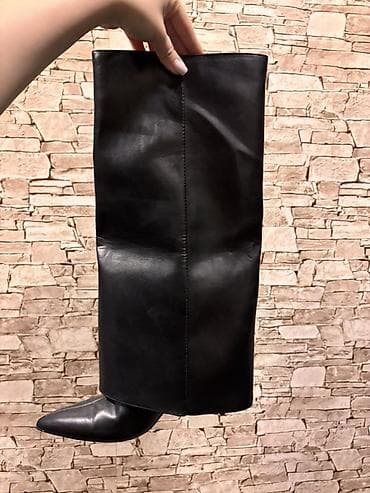 Мужская одежда: ZARA qadın çəkməsi - Model: dizaltı, geniş baldır hissəli, konus — 1