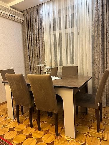 kiçik stol: Qonaq otağı üçün, Açılan, Dördbucaq masa, 6 stul — 4