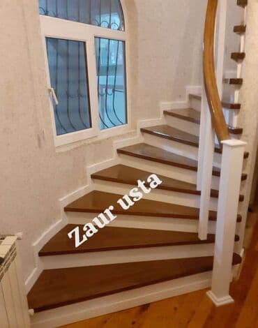 pilləkən ustası: Taxta pilləkənlərin hazırlanması. Pilləkənlər tam qurudulmuş müxtəlif — 12