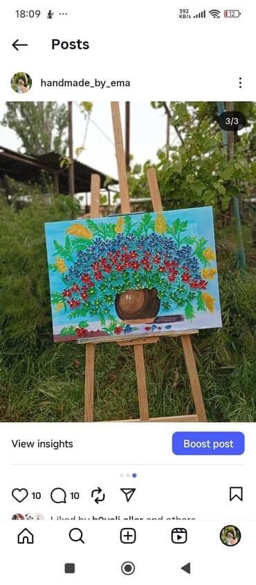 komputer şəkilləri: Əl işi 3D çiçək rəsm tabloları - Texnika: Akril boya və həcmi verən — 3